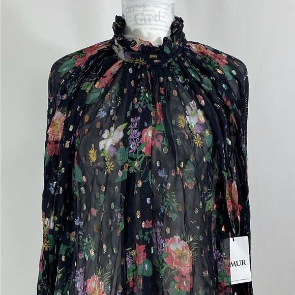 Amur Yael Sheer Pleated A-Line Dress size 6 - Picture 7 of 13